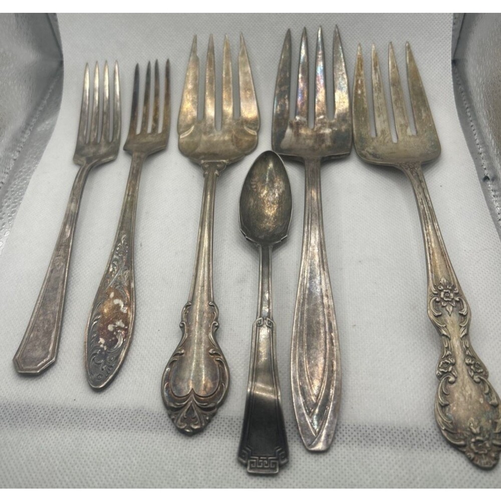Vintage Silverplate Serving Flatware Lot Of 6 Jewelry Cottage Core Eclectic